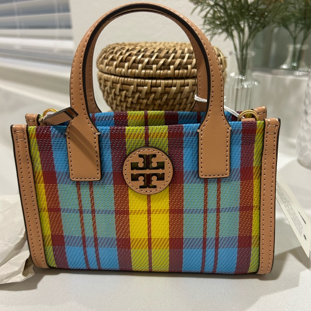Tory Burch Plaid Mesh Mini Tote NWT